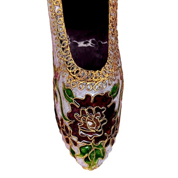 Enameled Cloisonne Style Vintage Shoe Ornament Purple - Picture 7 of 12